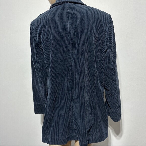 J Jill Jacket Blazer Wide Wale Corduroy Velvet Cuffs Blue Lagoon Size L Petite - Picture 7 of 11